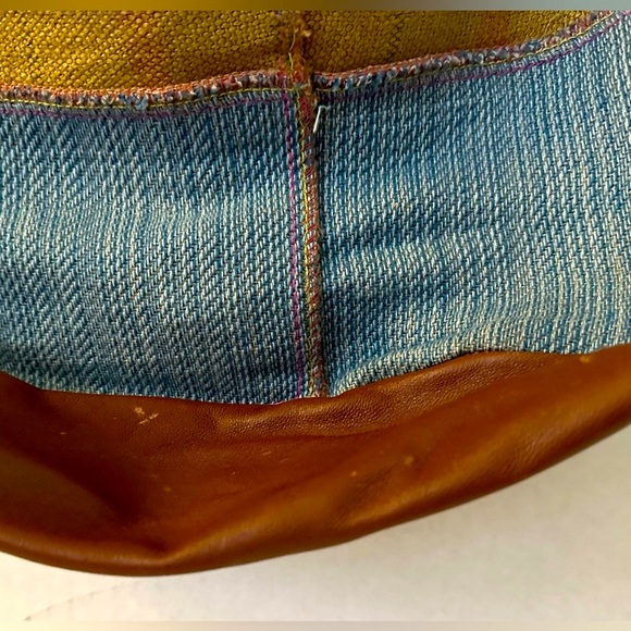 EUC - Handmade ONE OF A KIND Tote - Cloth and Leather “Sky’s the Limit S… - Picture 11 of 14